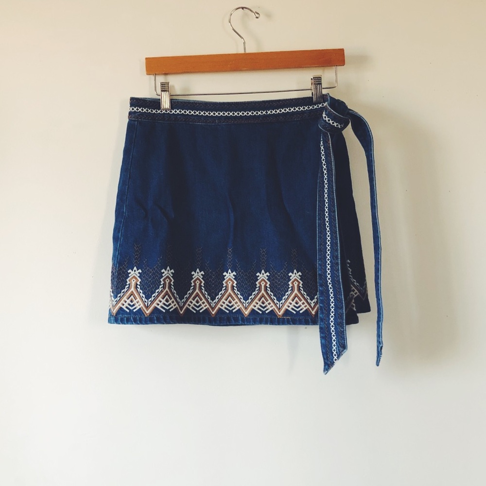 Free People Jean Wrap Skirt